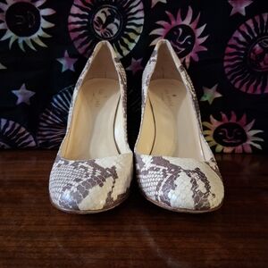 Kate Spade Snakeskin Wedge Heels Almond Toe Made In Italy Size 7.5 B